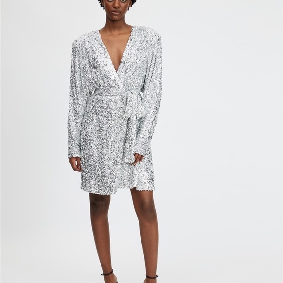 Rotate birger christensen Samantha Sequin Long Wrap Dress. Size (40) US 8. - Picture 3 of 8